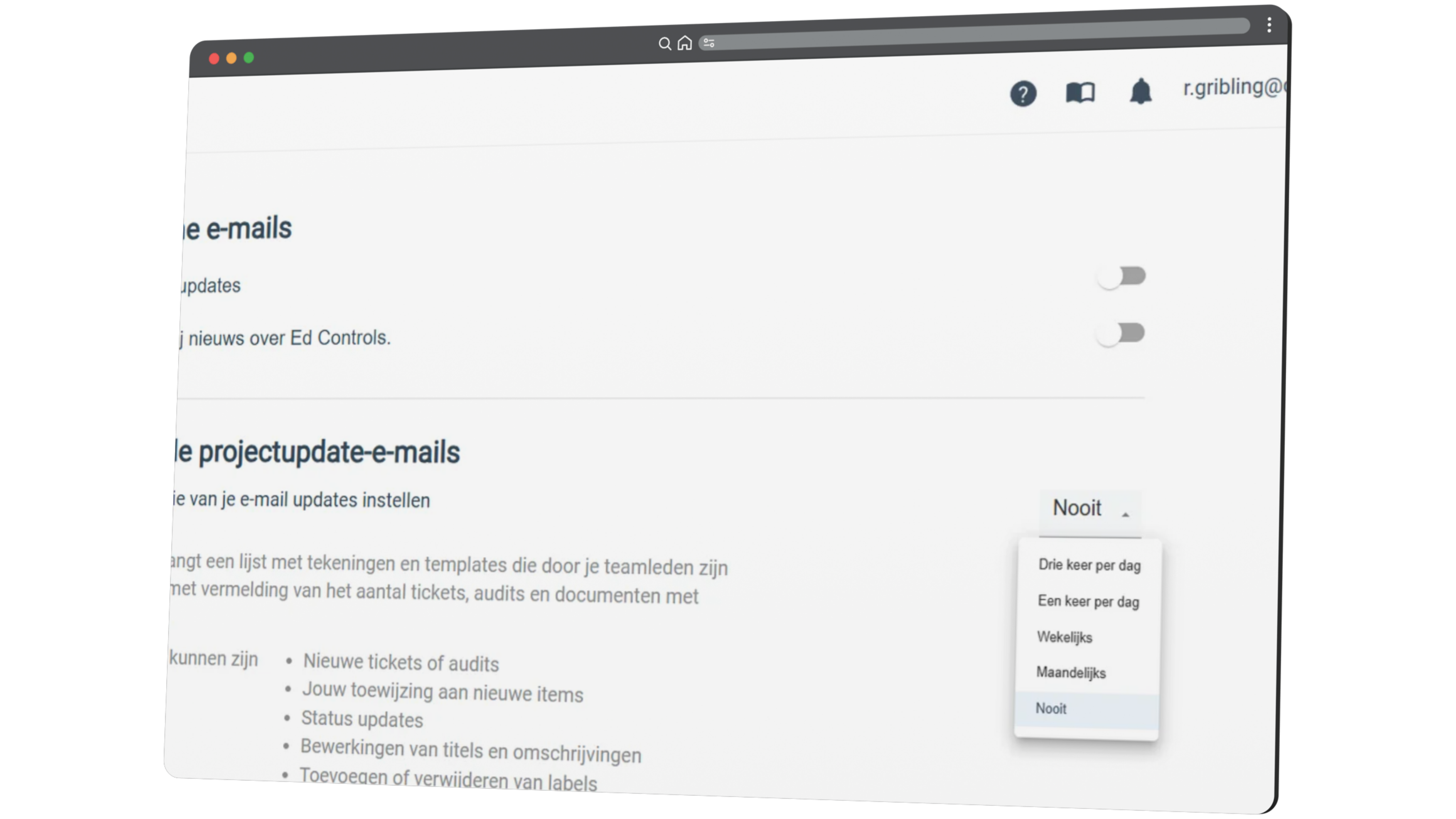 Häufigkeit der Projekt-Updates – Mock-up